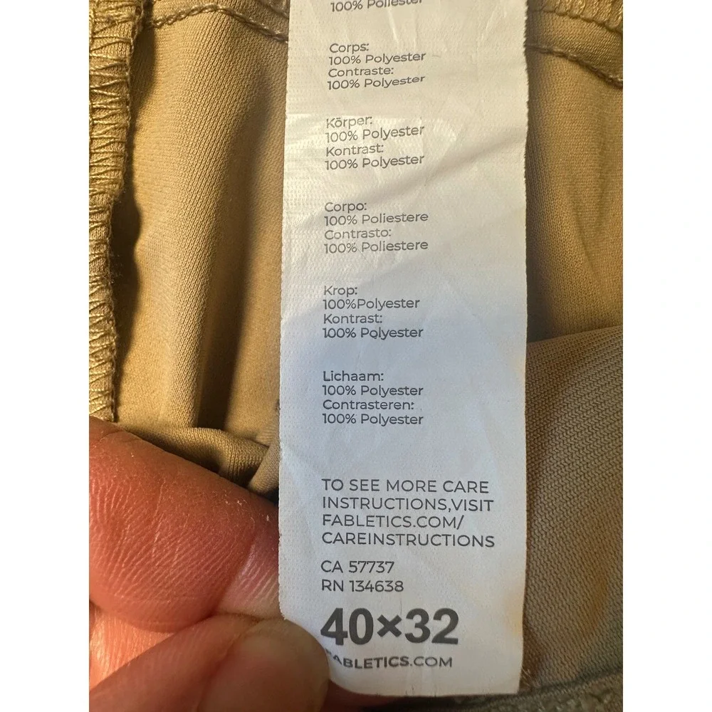 Fabletics Mens The Only Pant Khaki Tan Straight Leg Tech Chino 40x32 PT2459436